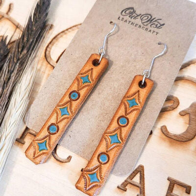 Geometric Leather Bar Earrings - AllIn Computer