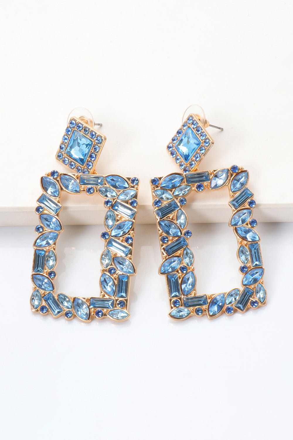 Square Shape Glass Stone Dangle Earrings - AllIn Computer
