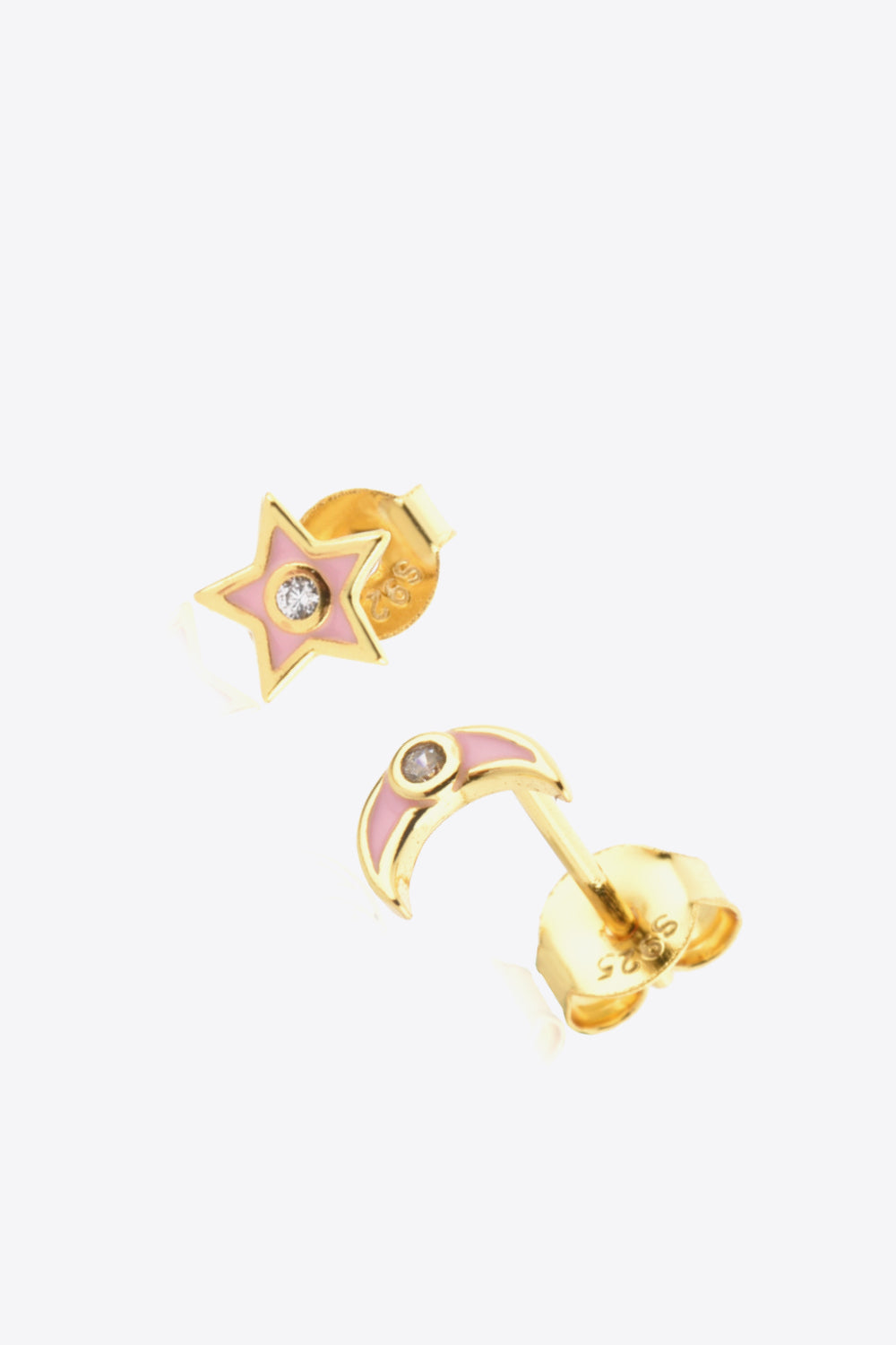 Star and Moon Zircon Mismatched Earrings - AllIn Computer