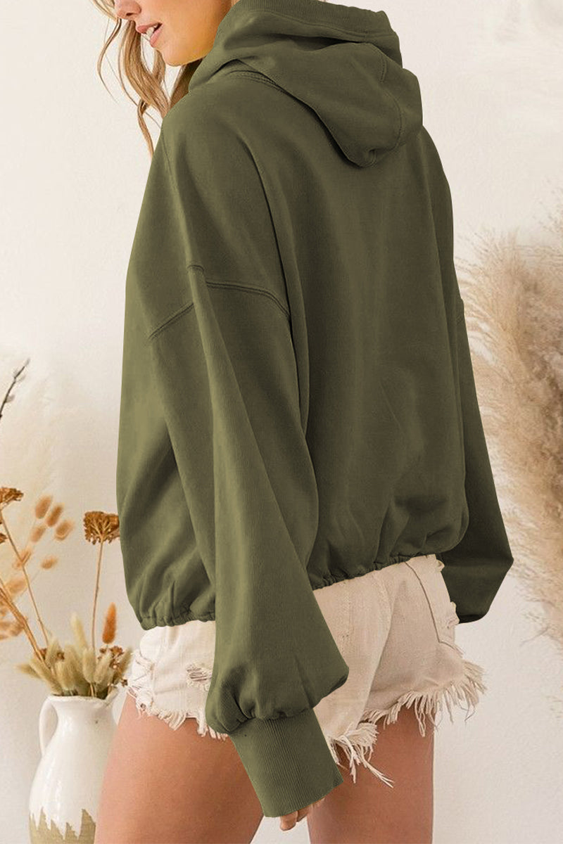Zip-Up Dropped Shoulder Hoodie - AllIn Computer