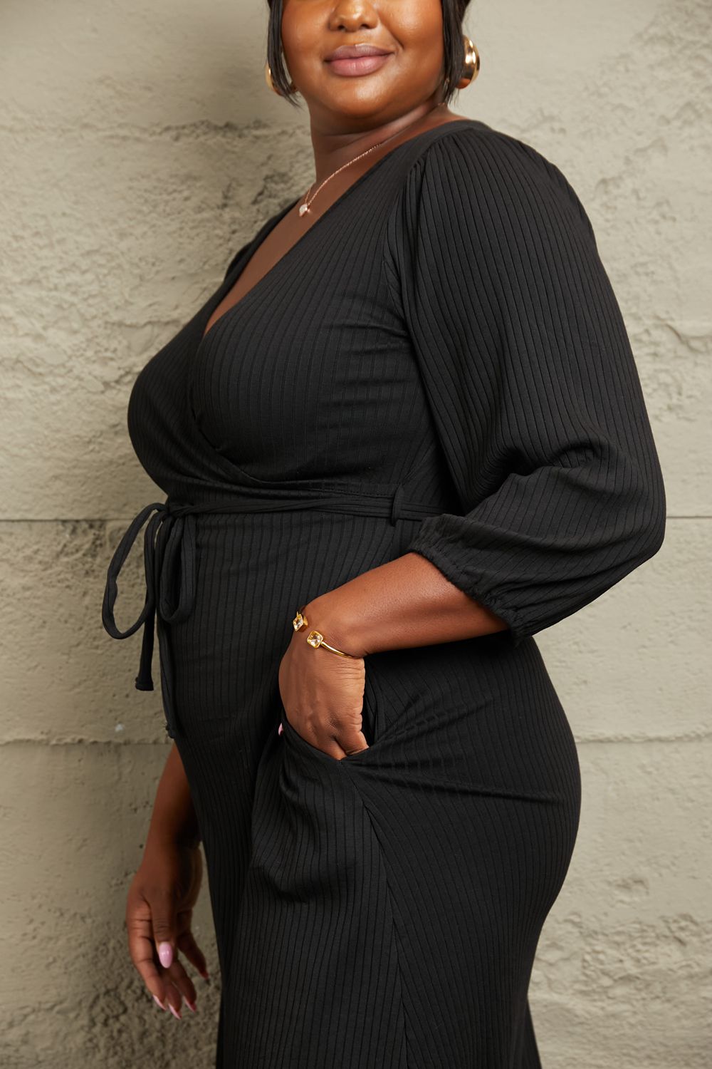 Culture Code Full Size Surplice Flare Ruching Dress - AllIn Computer