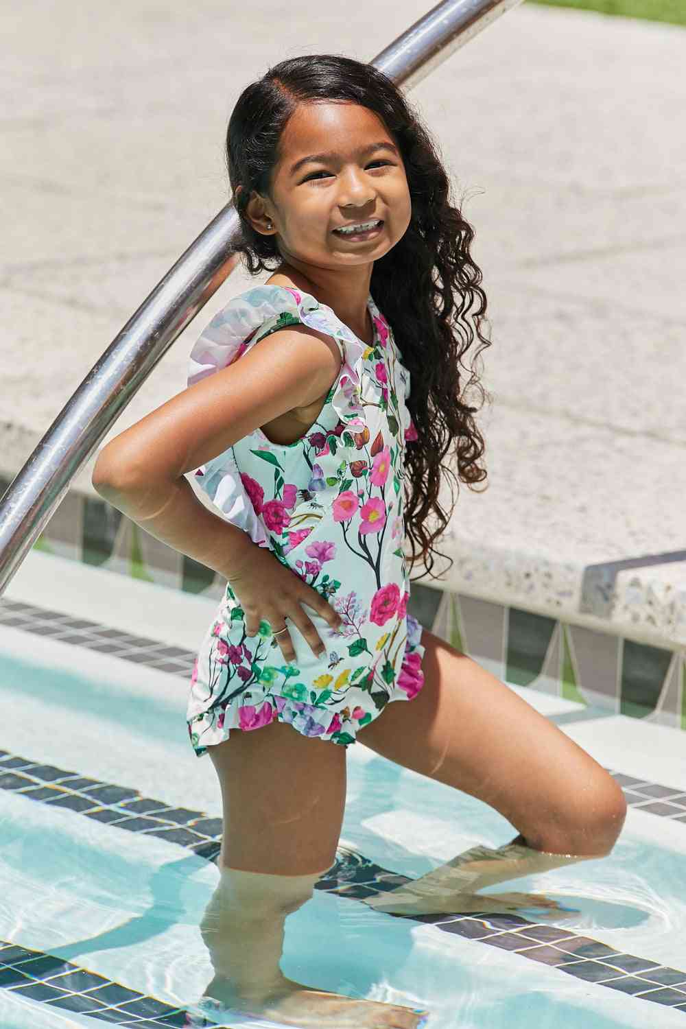 Marina West Swim Bring Me Flowers V-Neck One Piece Swimsuit Cherry Blossom Cream - AllIn Computer