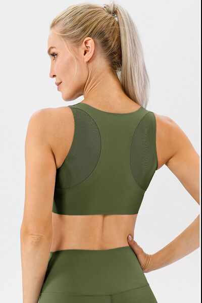 Round Neck Wide Strap Active Bra - AllIn Computer