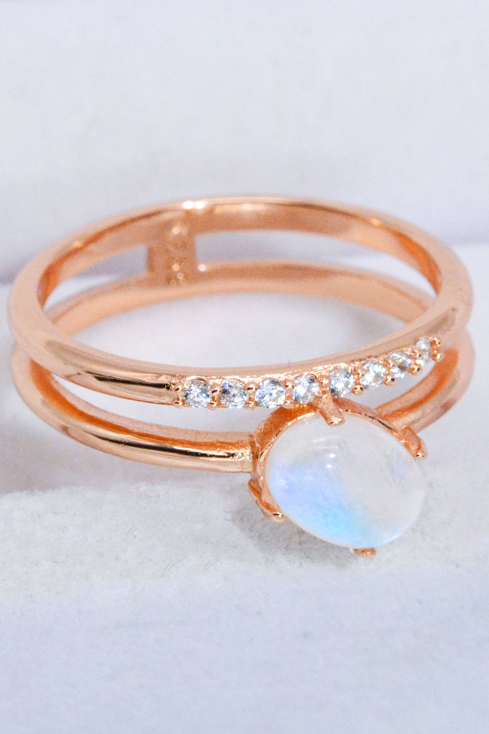 Natural Moonstone and Zircon Double-Layered Ring - AllIn Computer