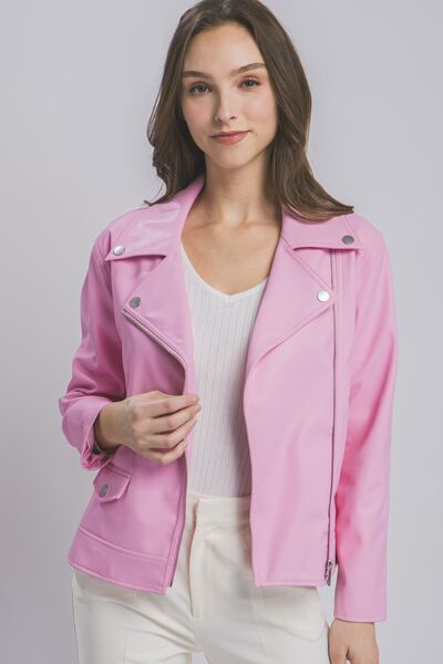 LOVE TREE Collared Neck Zip Up Jacket - AllIn Computer
