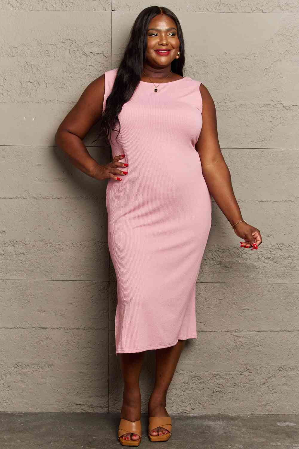 Sew In Love Full Size For The Night Fitted Sleeveless Midi Dress - AllIn Computer