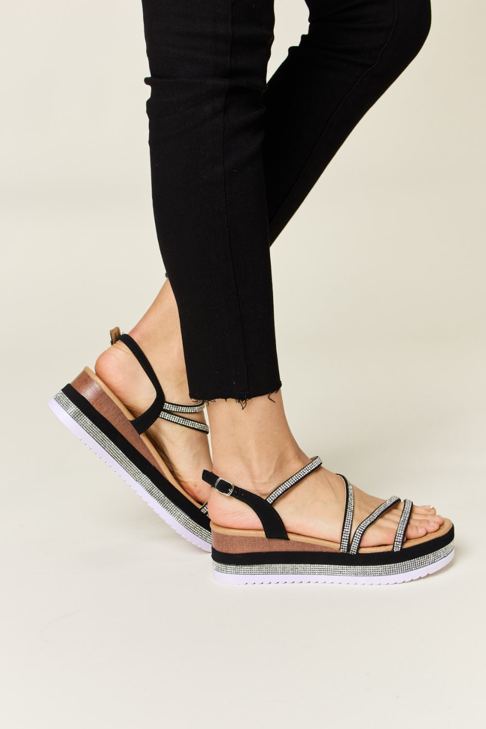 Forever Link Rhinestone Strappy Wedge Sandals - AllIn Computer