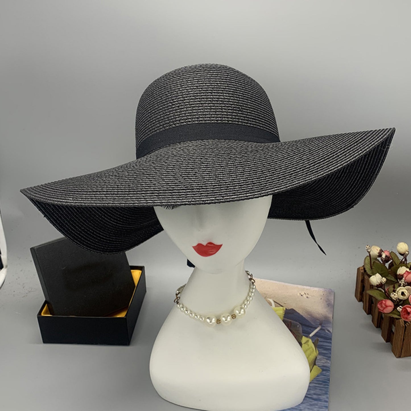Bow Paper Braided Wide Brim Hat - AllIn Computer