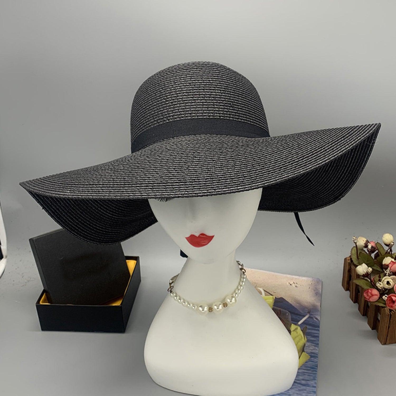 Bow Paper Braided Wide Brim Hat - AllIn Computer