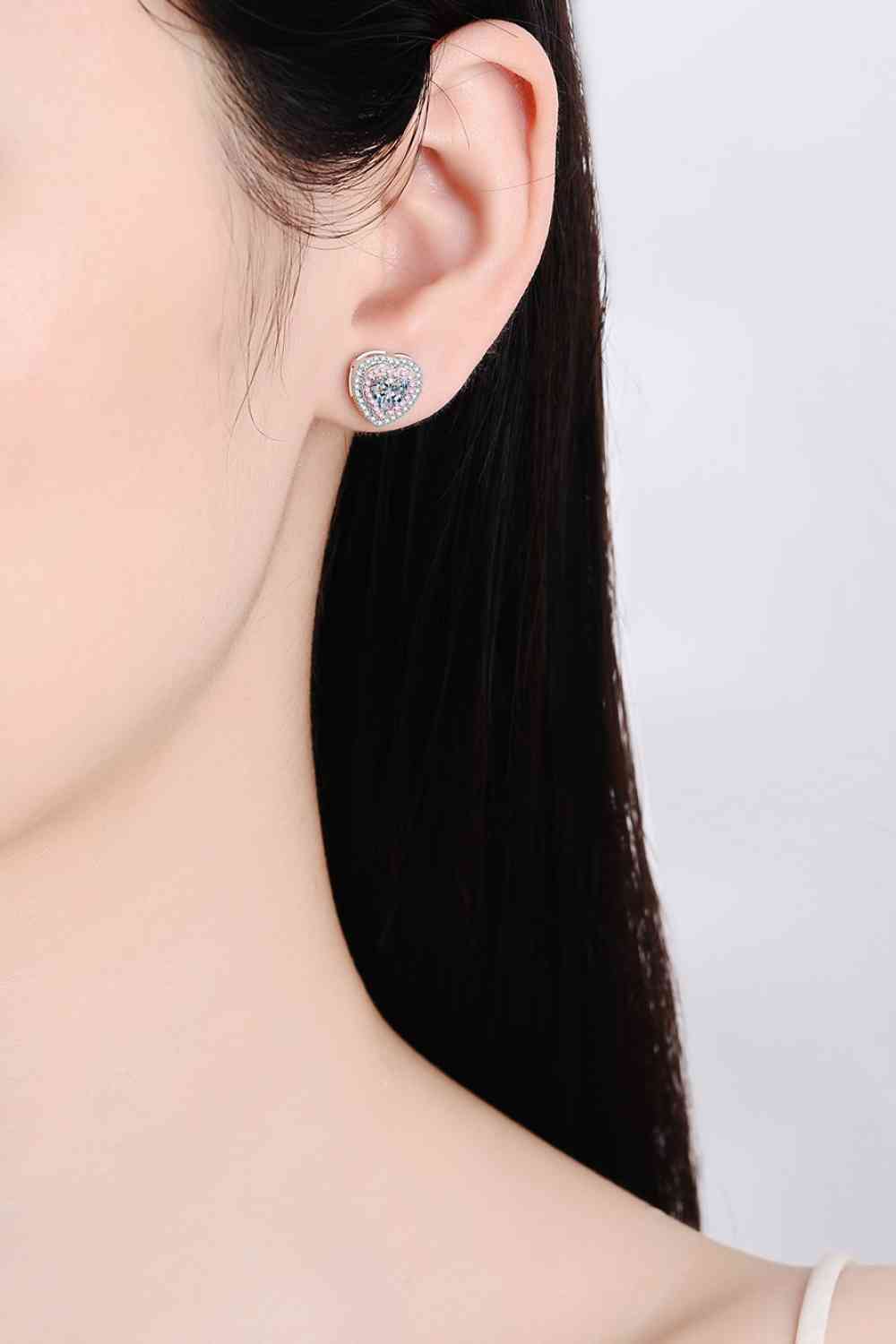 Moissanite Heart-Shaped Stud Earrings - AllIn Computer