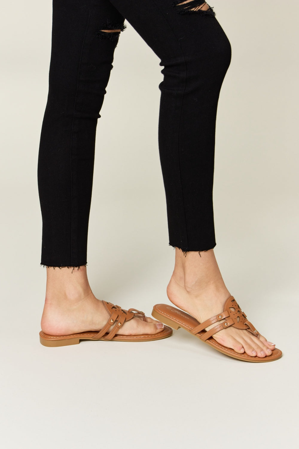 Forever Link Cutout PU Leather Open Toe Sandals - AllIn Computer
