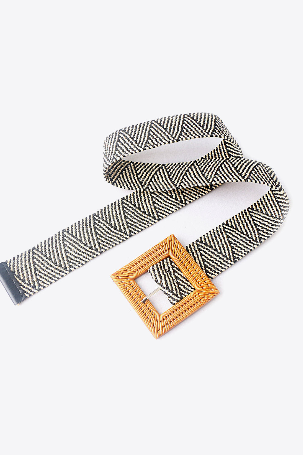 Square Buckle Elastic Braid Belt - AllIn Computer