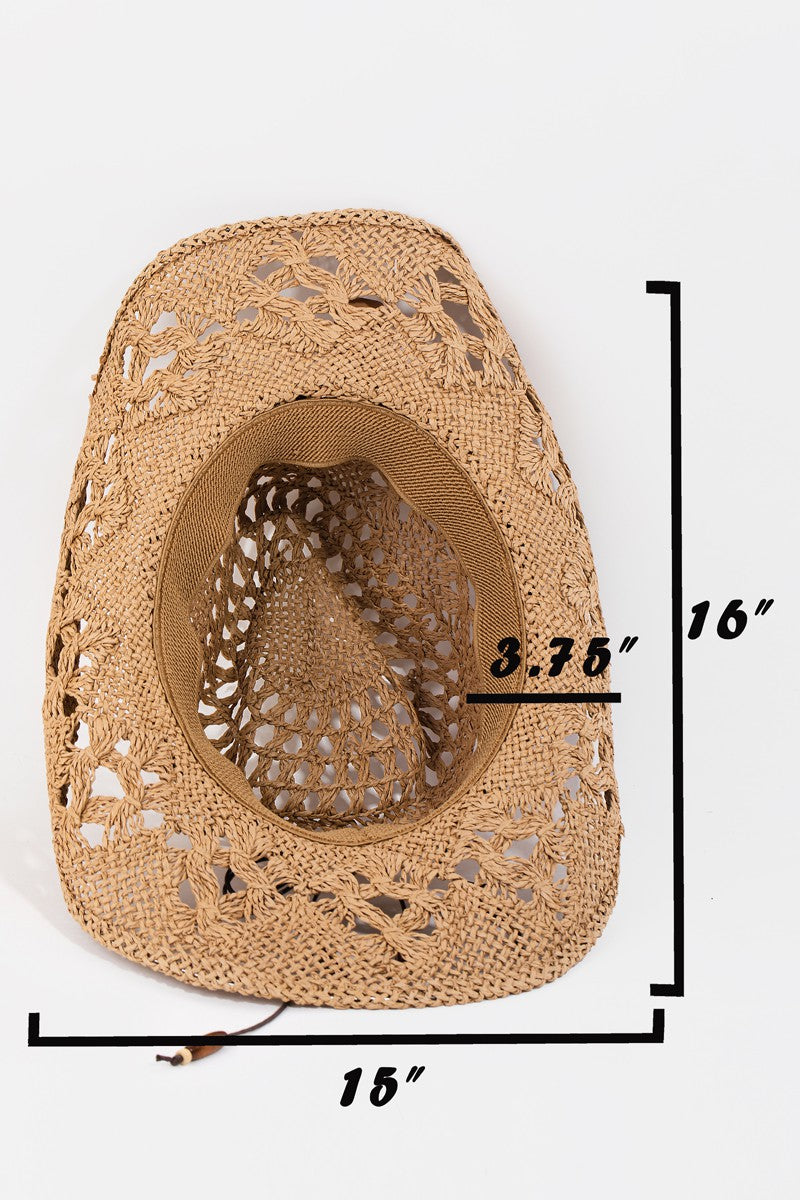 Fame Cutout Strap Weave Straw Hat - AllIn Computer