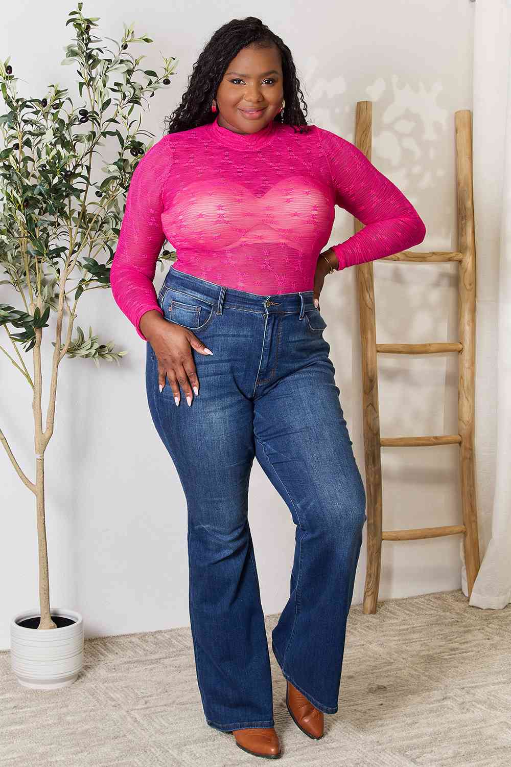 Culture Code Full Size Round Neck Long Sleeve Bodysuit - AllIn Computer