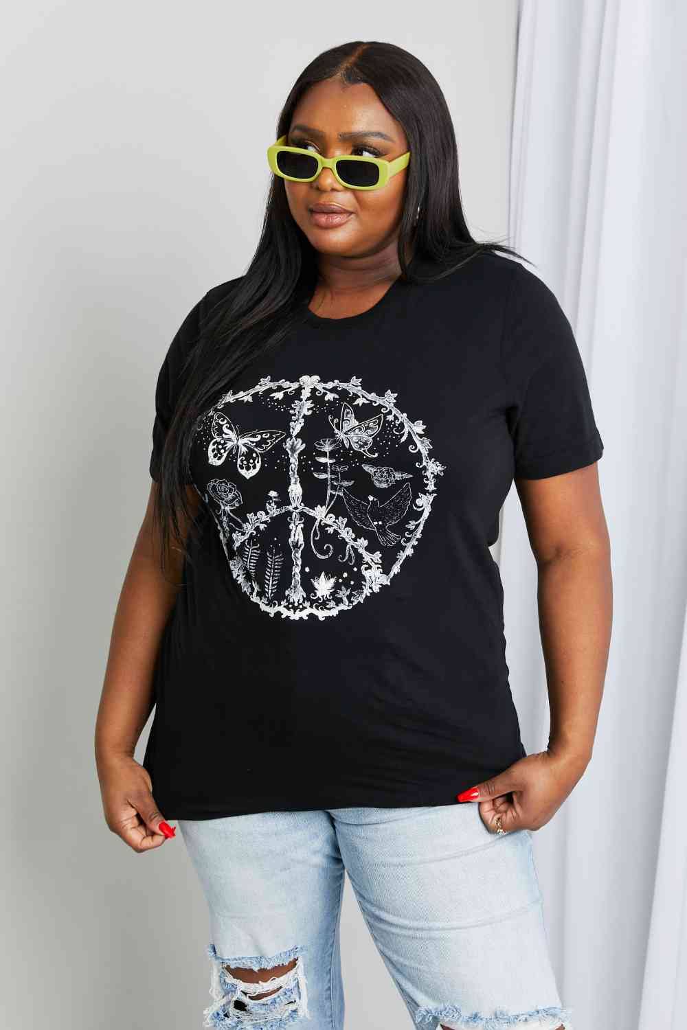 mineB Full Size Butterfly Graphic Tee Shirt - AllIn Computer
