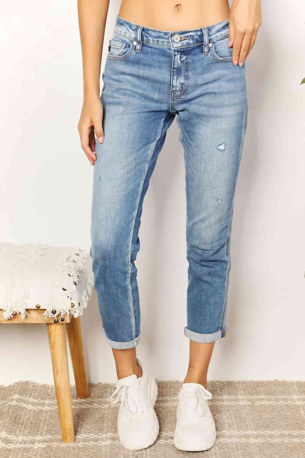 Kancan Full Size Mid Rise Slim Boyfriend Jeans - AllIn Computer