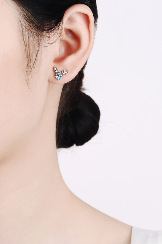 925 Sterling Silver Reindeer-Shaped Moissanite Earrings - AllIn Computer