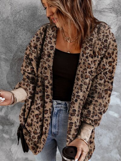 Leopard Open Front Hooded Jacket - AllIn Computer