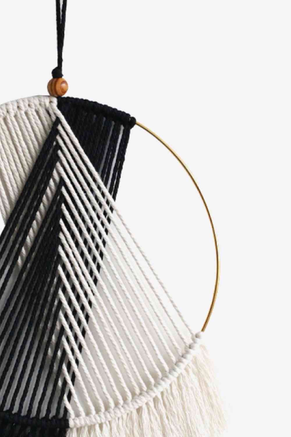 Contrast Fringe Round Macrame Hanging Wall Piece - AllIn Computer