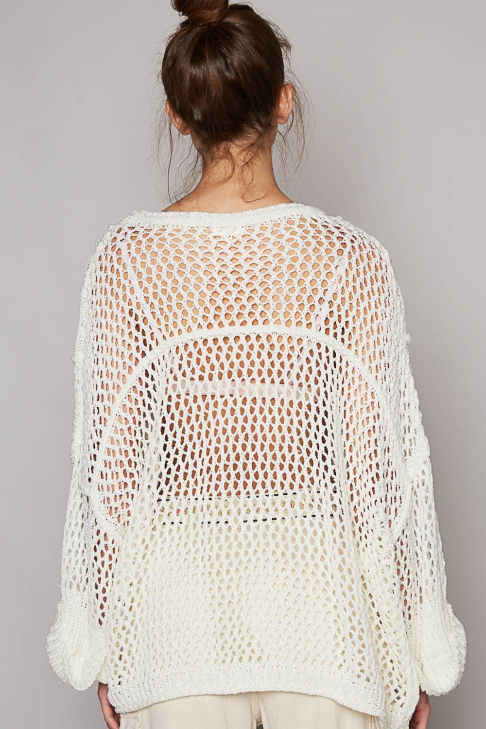 POL Openwork Long Sleeve Knit Cover Up - AllIn Computer