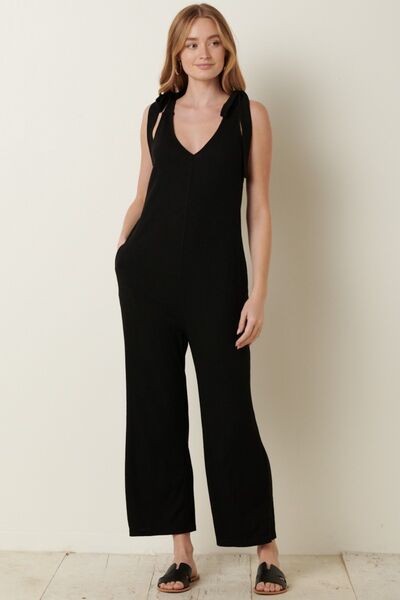 Mittoshop Rib Knit V-Neck Cross Back Jumpsuit - AllIn Computer