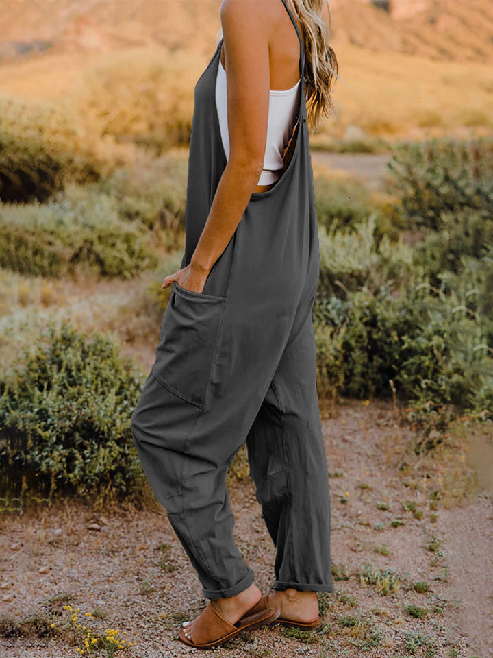 Double Take Full Size Sleeveless V-Neck Pocketed Jumpsuit - AllIn Computer