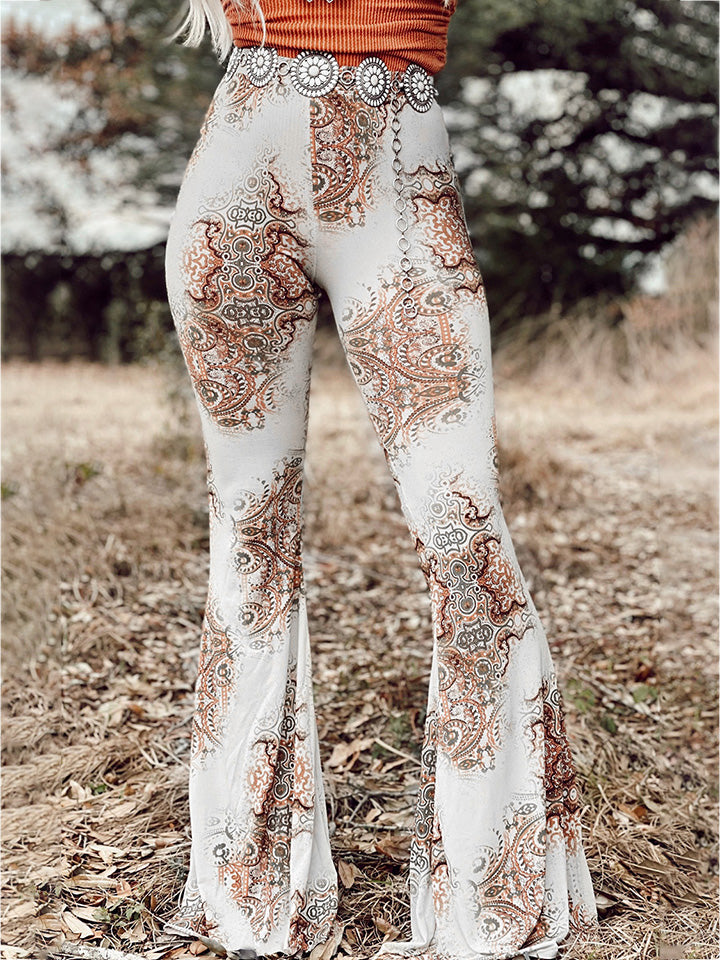 Printed Bodyline Flare Pants - AllIn Computer