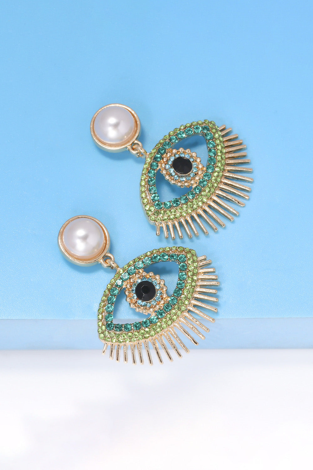 Evil Eye Shape Rhinestone Zinc Alloy Synthetic Dangle Earrings - AllIn Computer