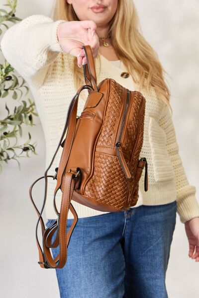 SHOMICO PU Leather Woven Backpack - AllIn Computer