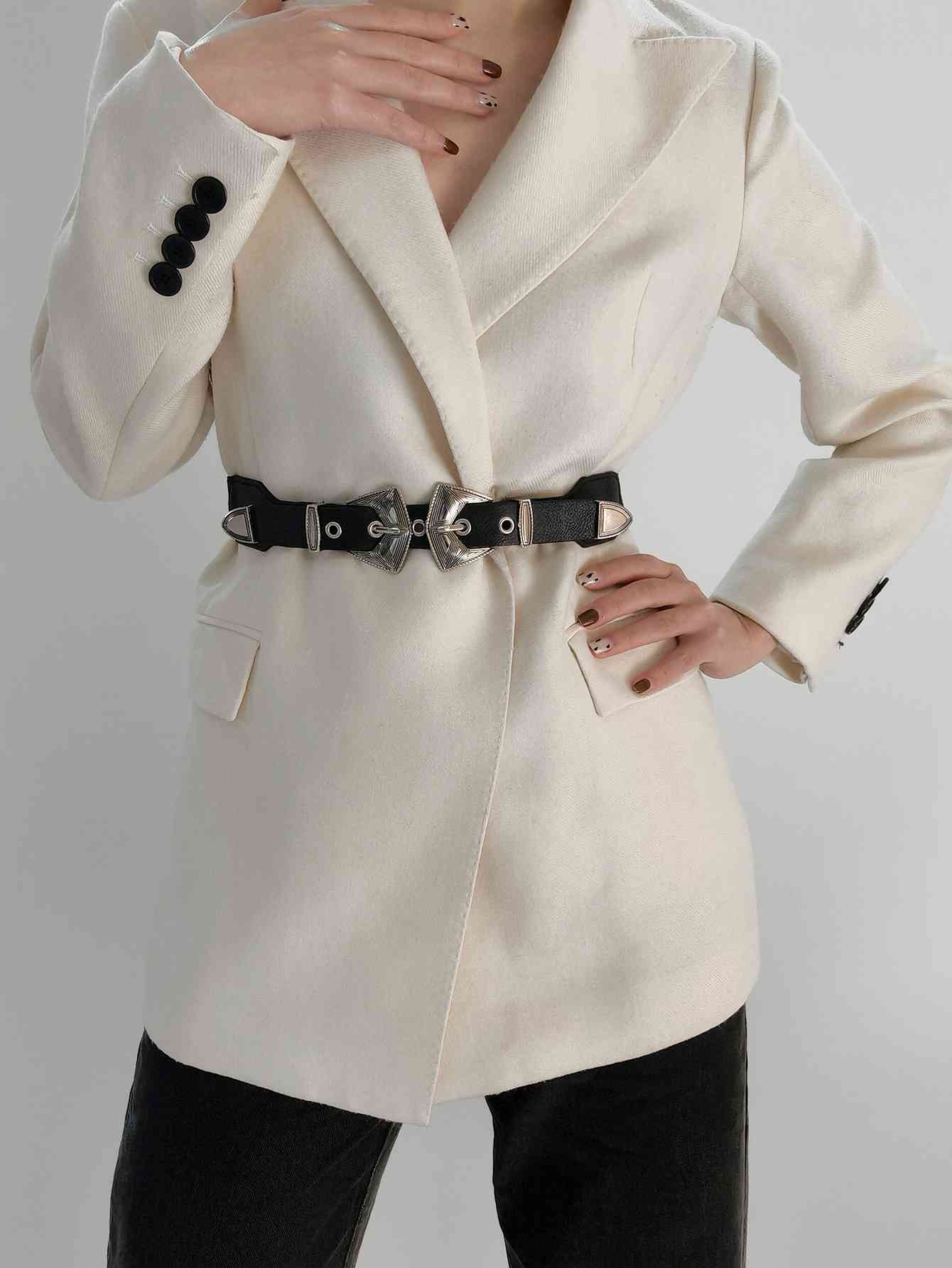 Double Buckle PU Leather Belt - AllIn Computer