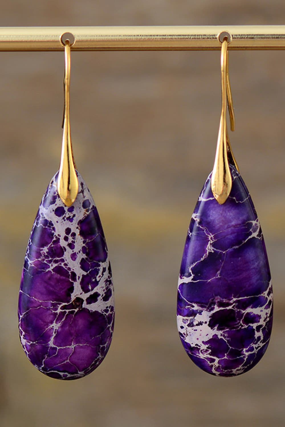 Handmade Teardrop Shape Natural Stone Dangle Earrings - AllIn Computer