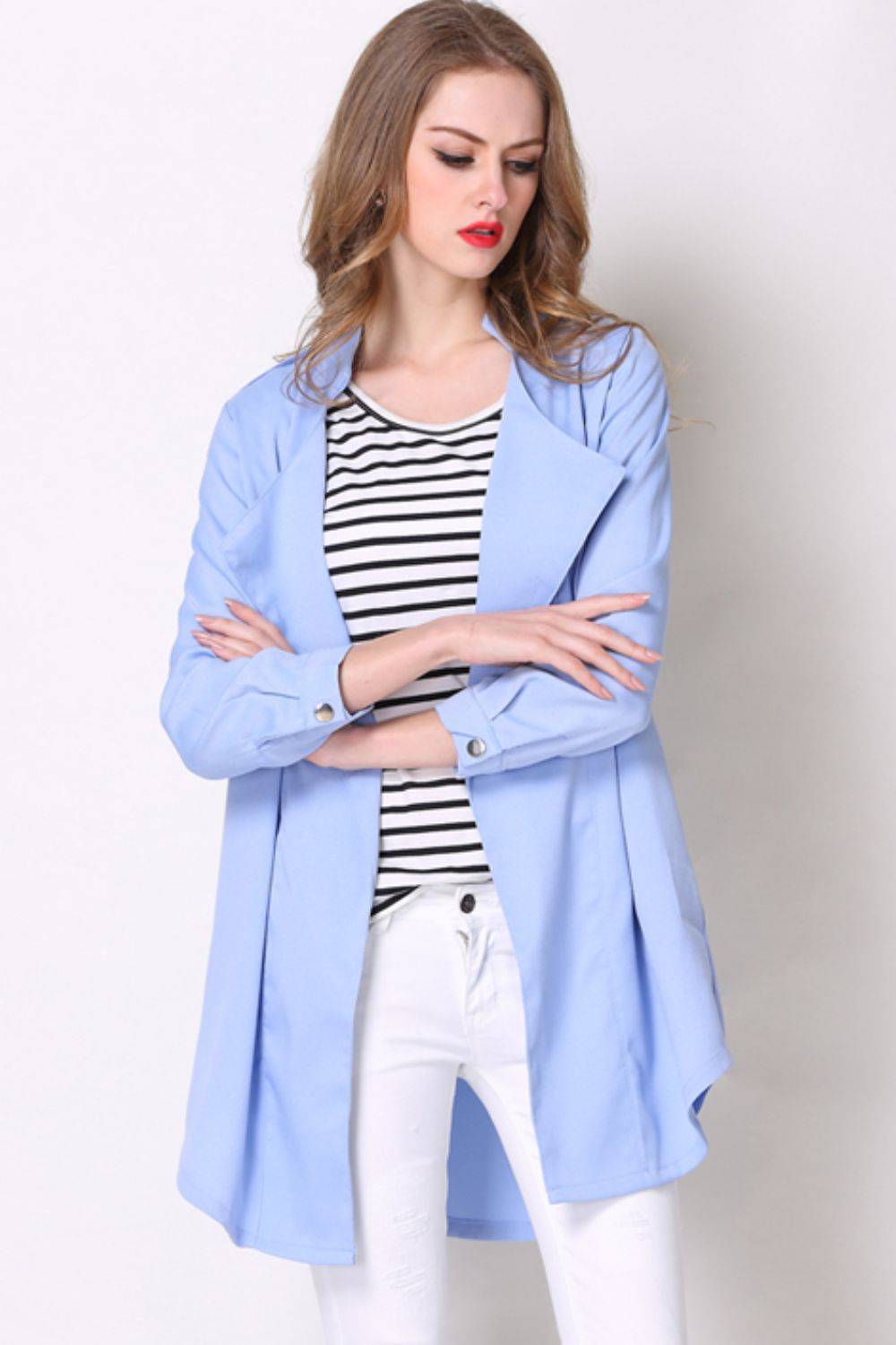 Full Size Open Front Longline Trench Coat - AllIn Computer