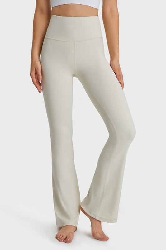 Elastic Waist Flare Yoga Pants - AllIn Computer
