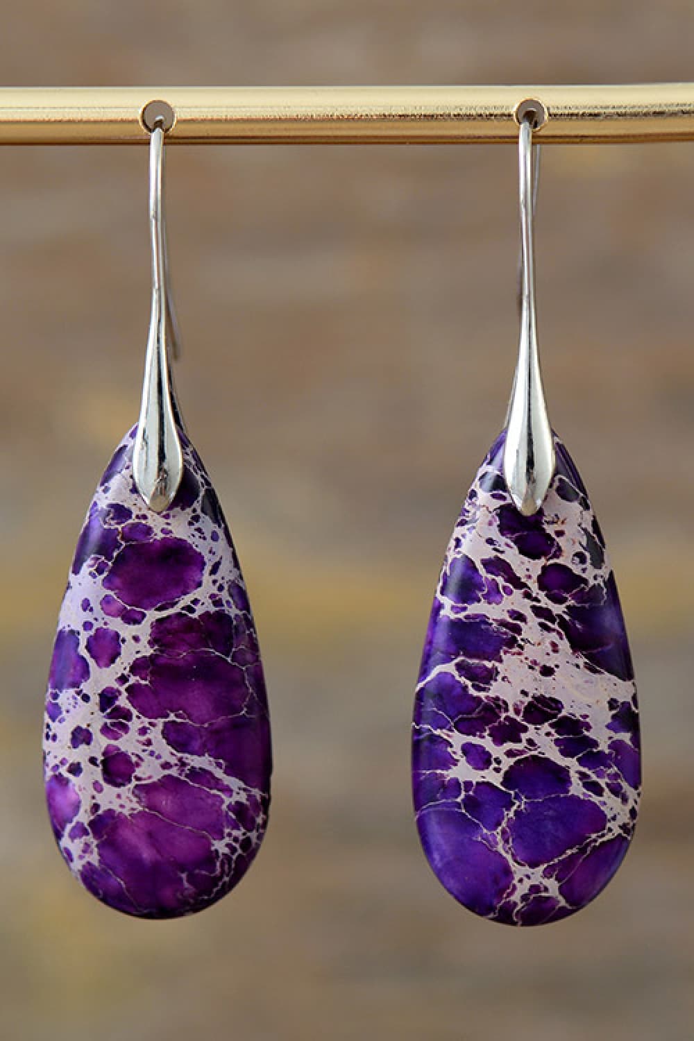 Handmade Teardrop Shape Natural Stone Dangle Earrings - AllIn Computer