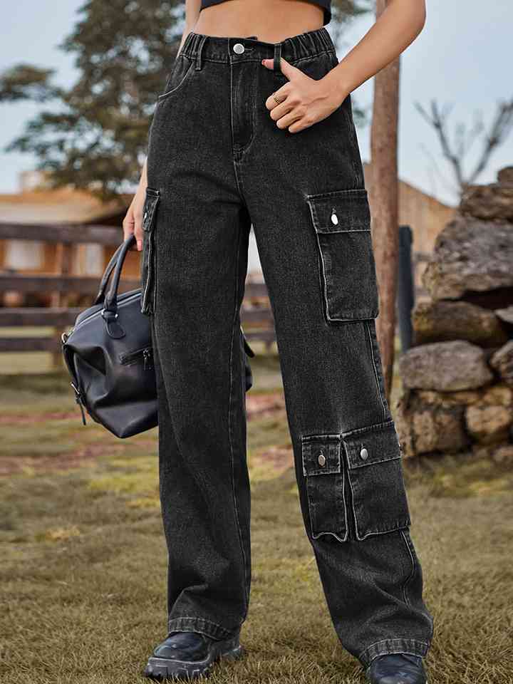 Straight Leg Cargo Jeans - AllIn Computer