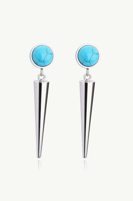 18K Stainless Steel Turquoise Drop Earrings - AllIn Computer