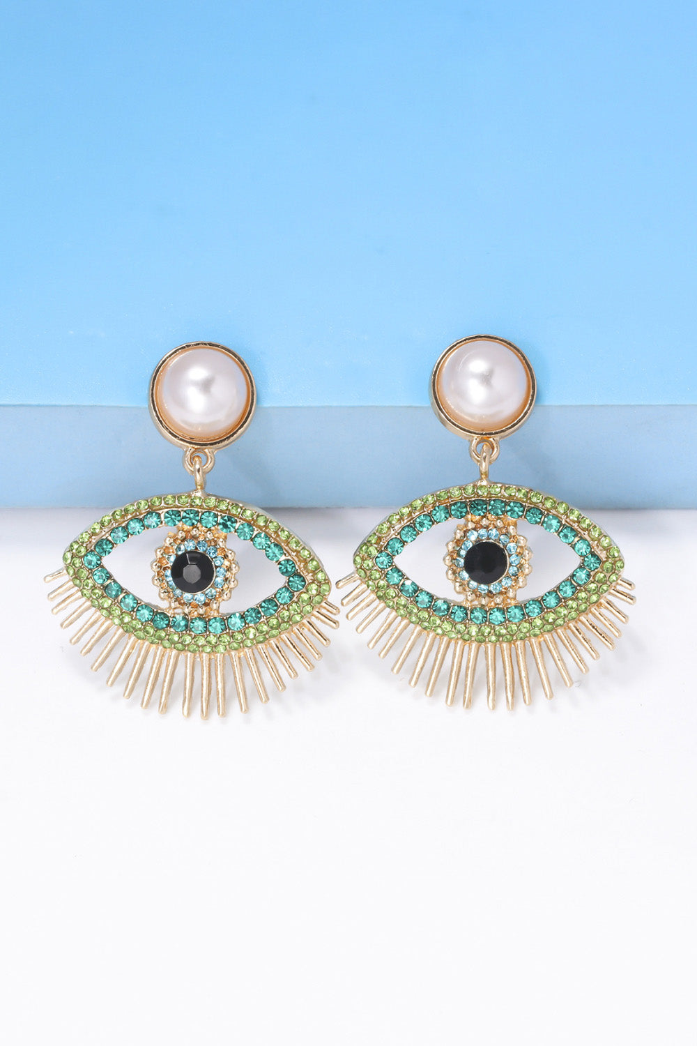 Evil Eye Shape Rhinestone Zinc Alloy Synthetic Dangle Earrings - AllIn Computer