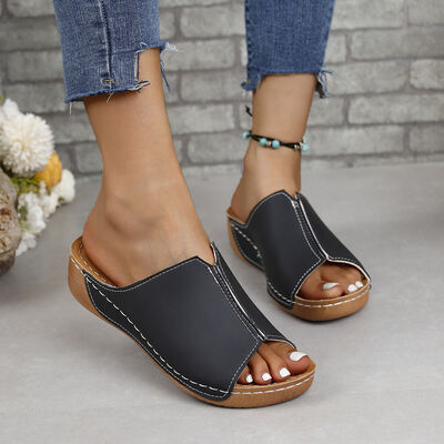 PU Leather Open Toe Sandals - AllIn Computer