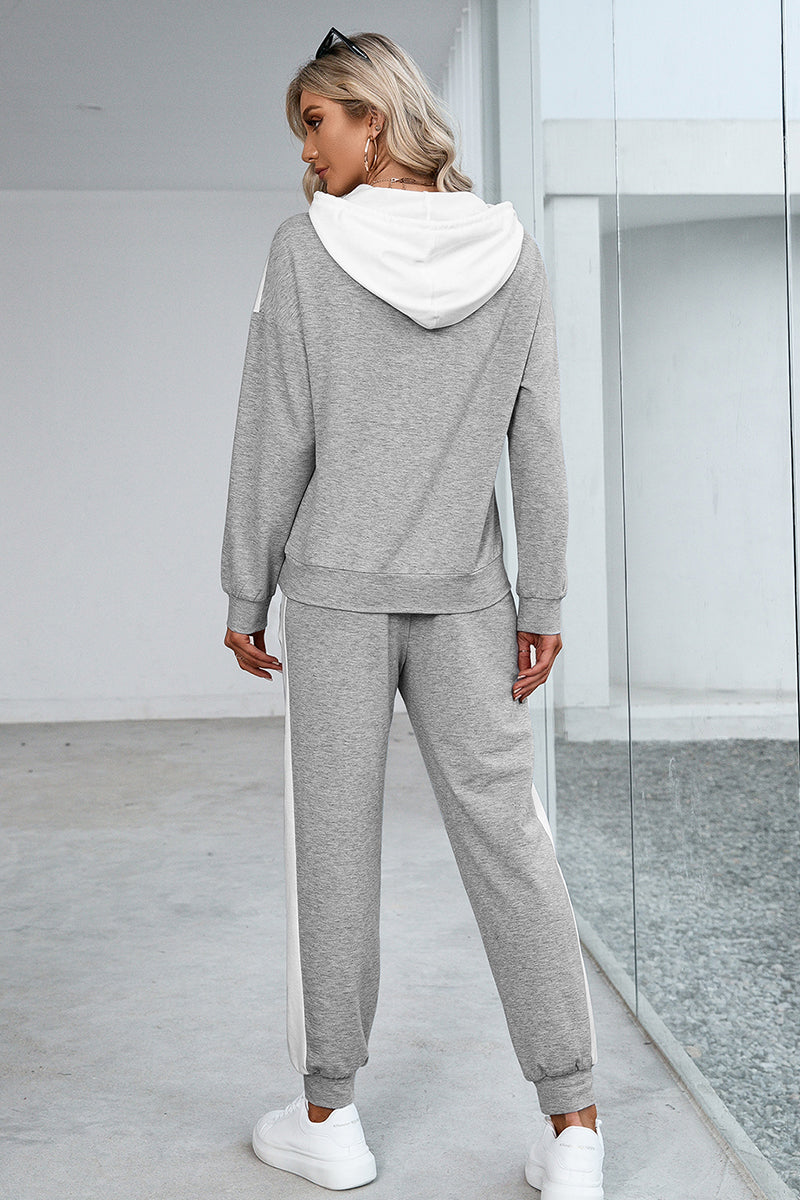 Dropped Shoulder Hoodie and Long Pants Set - AllIn Computer