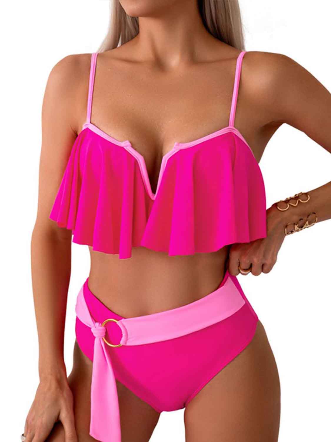 Spaghetti Strap Notched Bikini Set - AllIn Computer
