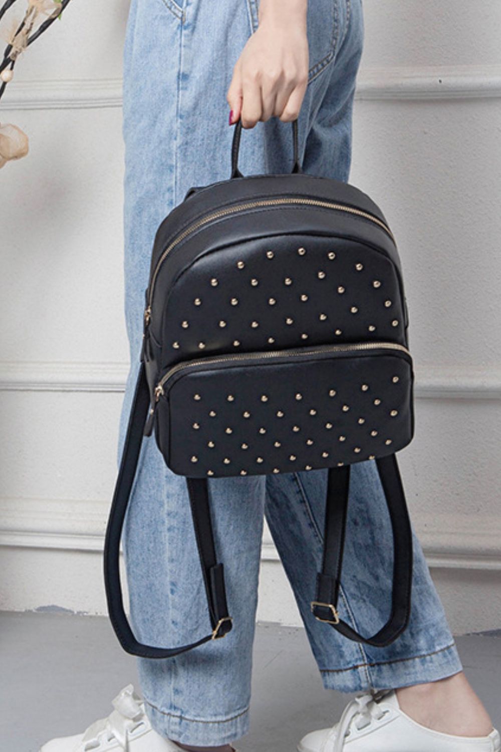 Studded PU Leather Backpack - AllIn Computer