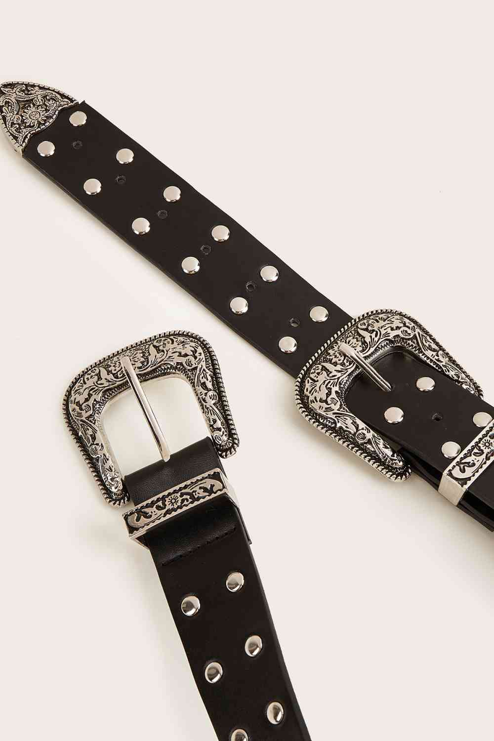 Double Row Studded PU Leather Belt - AllIn Computer