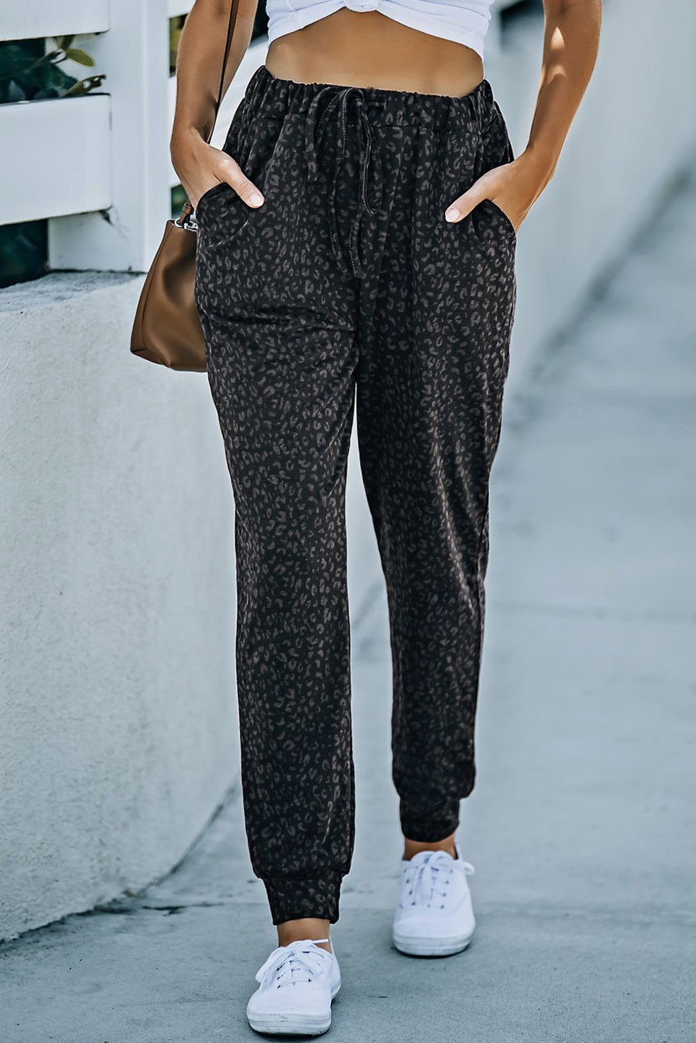 Double Take Leopard Print Joggers with Pockets - AllIn Computer