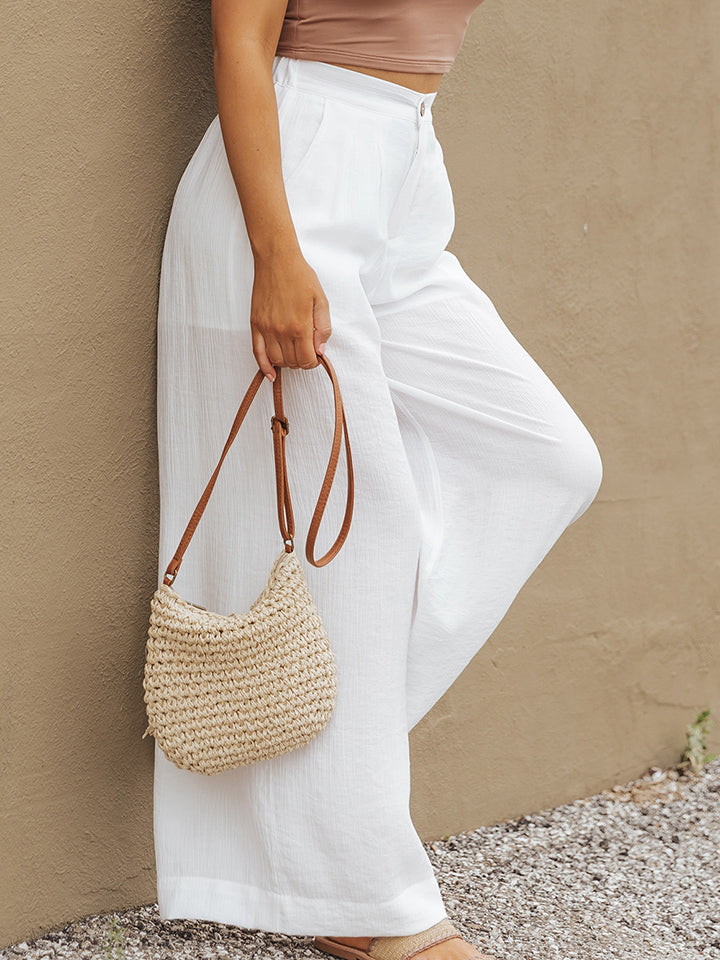 Wide Leg Buttoned Pants - AllIn Computer