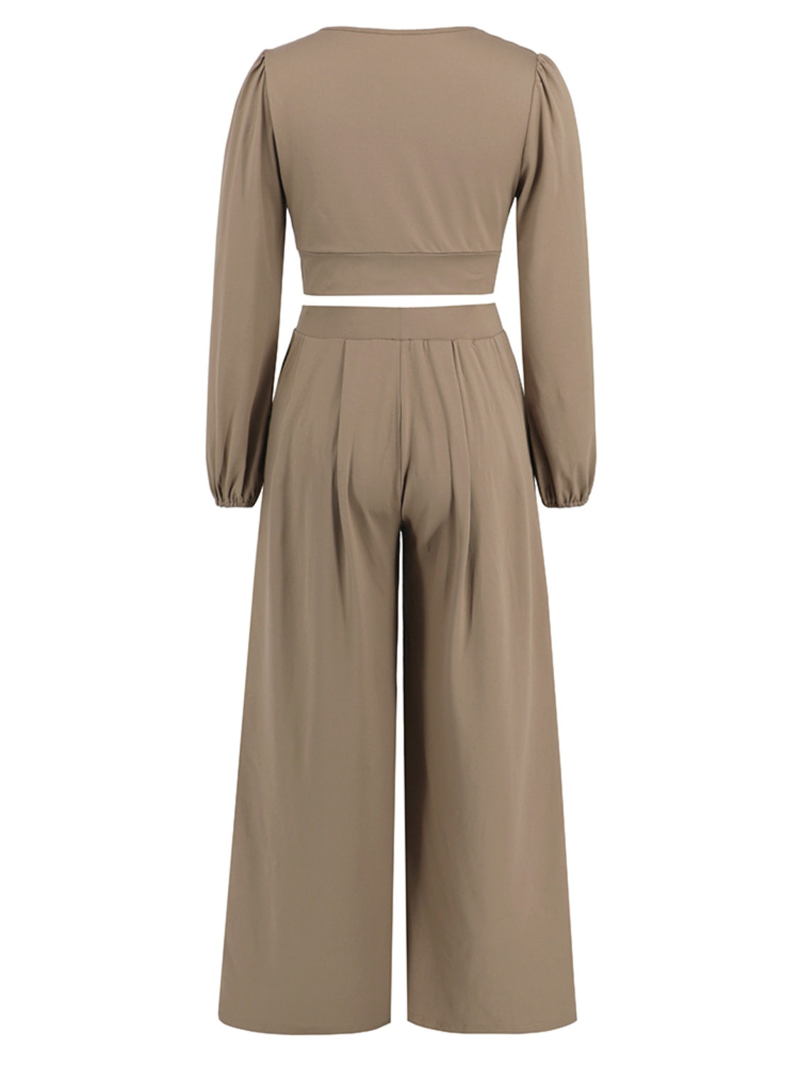 Surplice Top and Wide Leg Pants Set - AllIn Computer