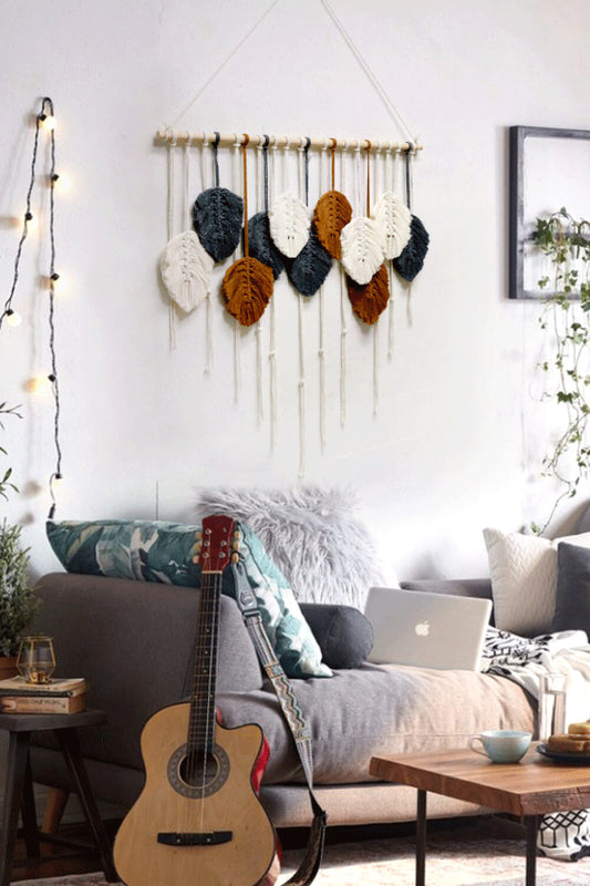 Hand-Woven Feather Macrame Hanging Wall Piece - AllIn Computer