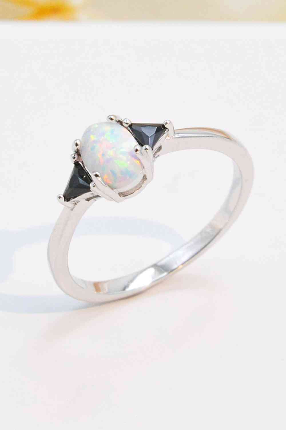 Contrast 925 Sterling Silver Opal Ring - AllIn Computer