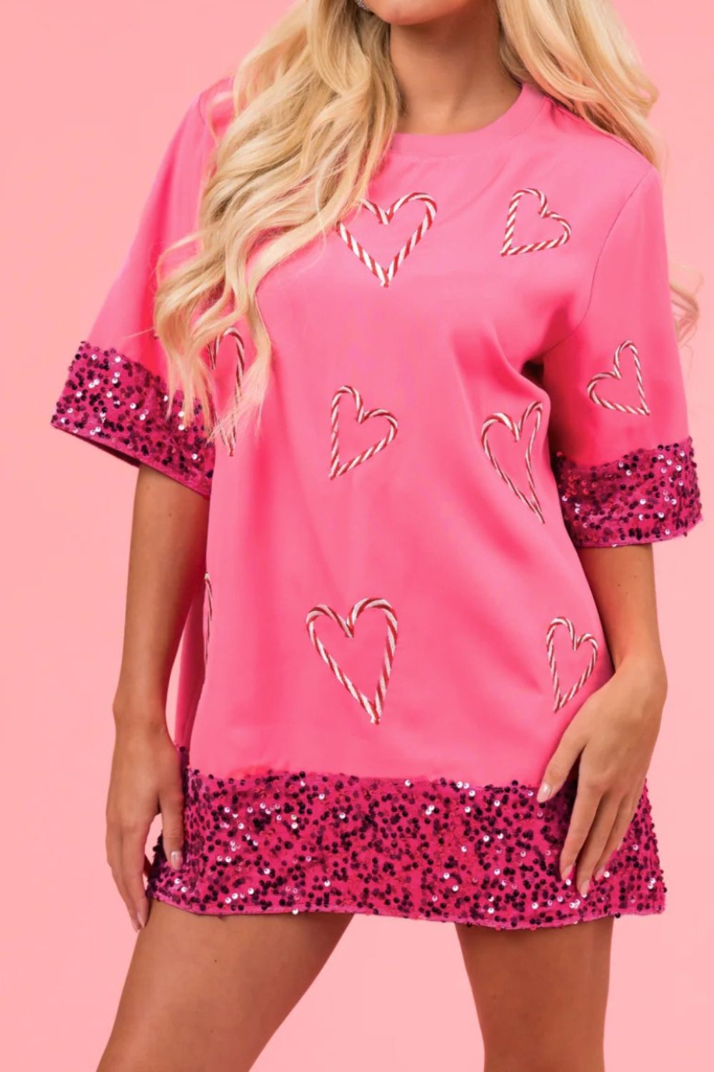 Heart Round Neck Half Sleeve T-Shirt - AllIn Computer