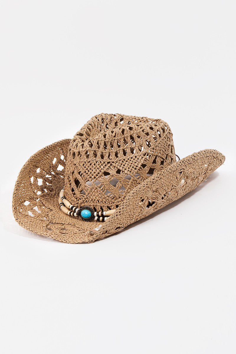 Fame Cutout Strap Weave Straw Hat - AllIn Computer