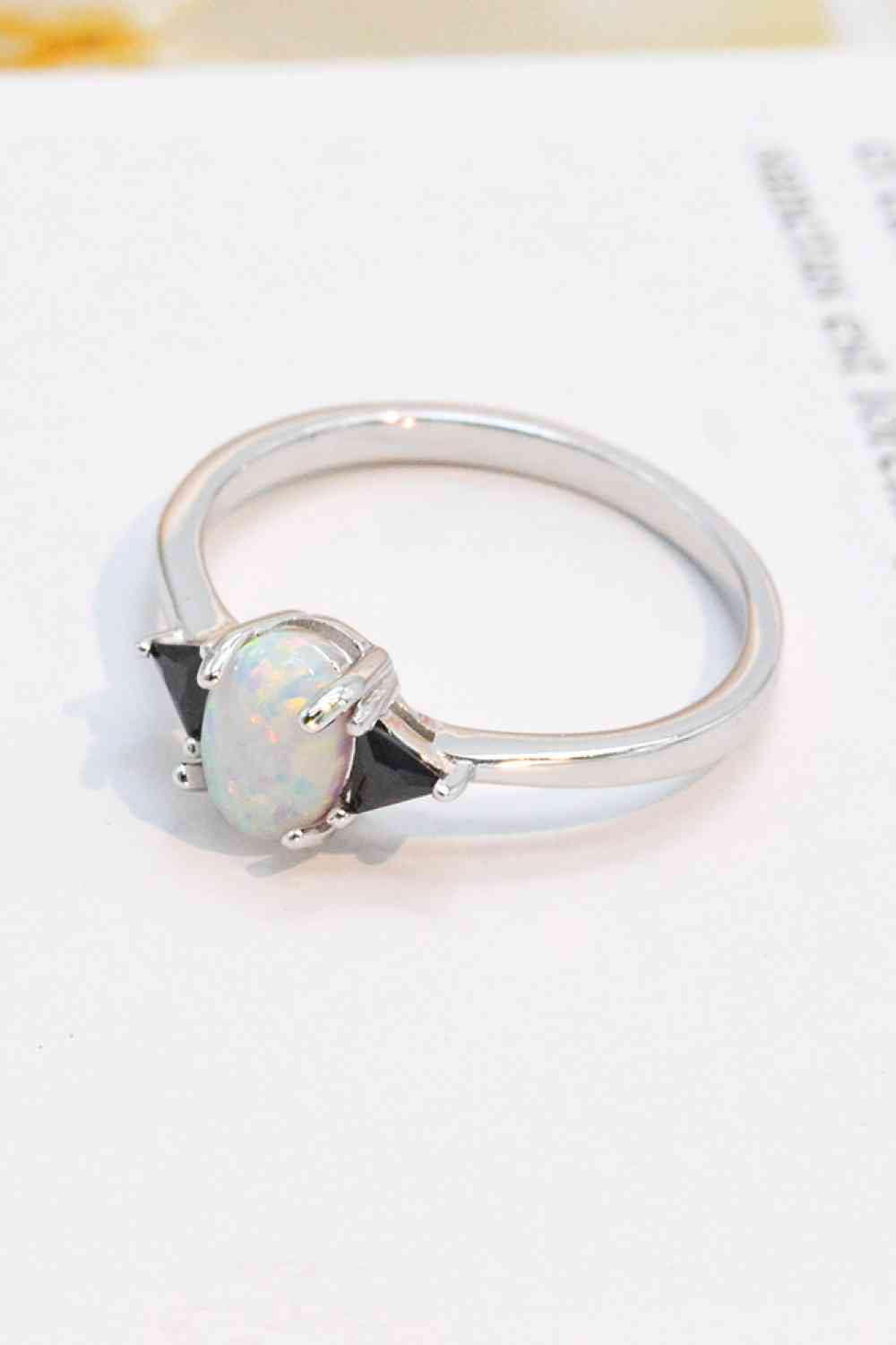Contrast 925 Sterling Silver Opal Ring - AllIn Computer